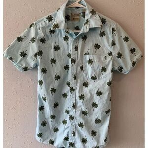 Haggar Clothing Stretch Short Sleeved Button Up Shirt Small‎ Palm Trees Tropical